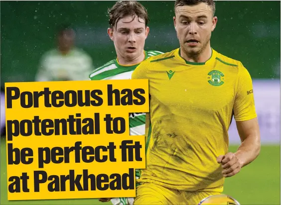  ??  ?? Ryan Porteous, the Hibs defender, is showing signs of developing into a top defender at Easter Road this season