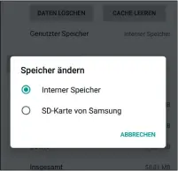  ??  ?? Wird der interne Speicher knapp, ist es möglich, Apps auf eine microSDKar­te auszulager­n.