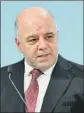  ?? Sebastian Widmann Getty Images ?? PRIME MINISTER Haider Abadi said last week that he “would not cling to power.”