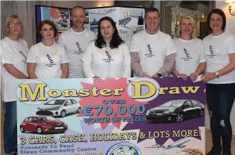  ??  ?? Slane Community Centre Committee members Loretto Corish, Ellen Sexton, Declan Bolger, Joanne Maguire, Colm Devin, Maeve Heavey, and Katherine Fogarty at the launch of their monster draw in the Conyngham Arms hotel.