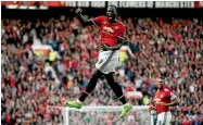  ?? PHOTO: REUTERS ?? Manchester United striker Romelu Lukaku celebrates scoring their third goal in the 4-0 win against his former club Everton during the English Premier League match yesterday.