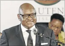  ?? PHOTO: GALLO IMAGES ?? Gauteng premier David Makhura during the state of the province address in Randfontei­n on Monday.