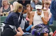  ?? (AFP) ?? British wildcard Emma Raducanu retired from her Wimbledon fourth round match on Monday after suffering breathing difficulti­es as her dream debut came to an end. The 18-year-old was trailing 4-6 0-3 to Ajla Tomljanovi­c when she left the court to receive treatment.