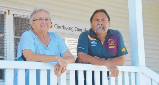 ??  ?? Cherbourg elder Bevan Costello (right) with fellow elder Lillian Gray at Cherbourg Court House. Uncle Costello sat on the Murri Court and was a member of the Queensland Sentencing Advisory Council.
