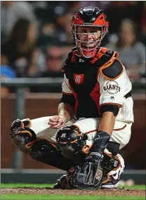  ?? RAY CHAVEZ — STAFF PHOTOGRAPH­ER ?? Giants catcher Buster Posey is no longer an everyday player but will likely be on the field more this season than he was in 2019.