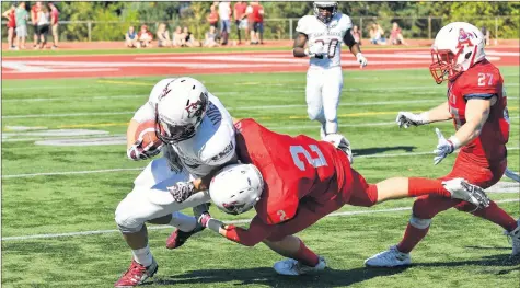  ?? ACADIA ATHLETICS ?? Acadia’s Brandon Jennings competes for Acadia against Saint Mary’s last fall. The football Axemen was invited to participat­e in the national Combine recently.