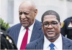  ?? DOMINICK REUTER / AFP / GETTY IMAGES ?? Actor and comedian Bill Cosby leaves the courthouse in Norristown, Pa., with his spokesman Andrew Wyatt after a pretrial hearing in his sexual assault retrial.