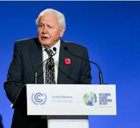  ?? ?? SPEAKER: Sir David Attenborou­gh speaks at the Opening Ceremony for Cop26 at the SEC, Glasgow. Photograph: Karwai Tang/ UK Government