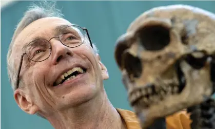  ?? Photograph: Hendrik Schmidt/AP ?? ‘You need vision, persistenc­e and pioneering methods to recover immensely old, fragile geneticmat­erial.’ Svante Pääbo with a replica of a Neandertha­l skeleton.