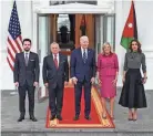  ?? JIM WATSON/AFP VIA GETTY IMAGES ?? King Abdullah II of Jordan, second from left, and President Joe Biden, center, met Monday as the president and his aides were working to broker another pause in Israel’s war against Hamas.