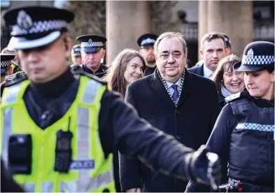  ??  ?? Allegation­s: Ex-First Minister Alex Salmond outside the High Court, Glasgow, in February