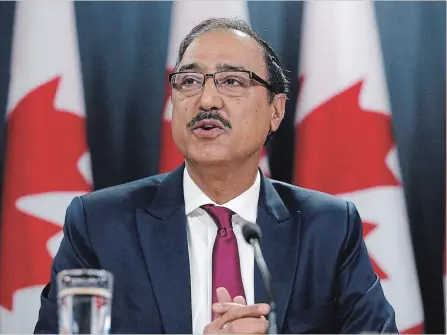  ?? PATRICK DOYLE THE CANADIAN PRESS ?? Infrastruc­ture Minister Amarjeet Sohi gives an update on the implementa­tion of the infrastruc­ture spending plan in Ottawa on Thursday.