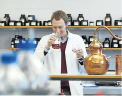  ?? Picture: AFP ?? Assistant professor of distilling Matthew Pauley at the Internatio­nal Centre for Brewing and Distilling at Heriot-Watt University in Edinburgh, Scotland.