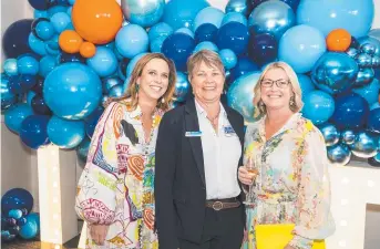  ??  ?? Catching up at It’s A Bloke Thing are (from left) Aleisha Wilson, It's a Bloke Thing education program facilitato­r Ruth Logan and Katie Dwan.