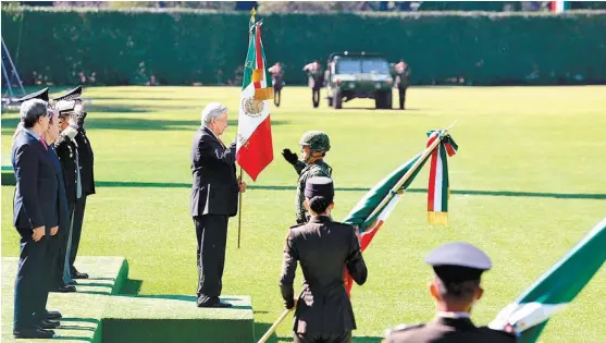  ?? JORGE CARBALLO ?? López Obrador estuvo acompañado por los titulares de Gobernació­n, Sedena, Marina, SSPC y SRE.