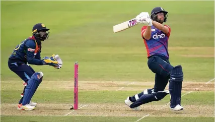  ?? Picture: Adam Davy/PA ?? England’s Dawid Malan hits a six against Sri Lanka at the Ageas Bowl