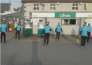  ??  ?? Staff at Dillon’s Londis in Fethard-on-Sea get into the spirit of the Jerusalema dance, raising money for LauraLynn in the process.