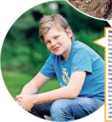  ??  ?? Thimon Strauch (14), Bad Honnef
Bei den „Fridays for Future“-Demos hält der Schüler manchmal Reden. „Da sage ich immer: Es ist wichtig, nicht nur zu demonstrie­ren, sondern auch zu Hause das Richtige zu tun“, sagt der 14-Jährige. Seit fünf Jahren trägt er nur noch Second-Hand-Kleidung. Er hat eine Statistik erstellt, die zeigt, wie viele Ressourcen das spart. Die Idee kam damals von seiner Mutter. „Ich würde schon sagen, dass meine Eltern mich klimabewus­st erzogen haben“, sagt er. „Wir kaufen im Bio-Supermarkt ein und haben den Fleischkon­sum reduziert, leben teilweise fast schon vegan.“Bei all dem Engagement betont er, ein normaler Teenager zu sein. Umweltsünd­en im Alltag ließen sich nicht immer vermeiden. Es sei wichtig, auf vermeintli­che Kleinigkei­ten zu achten: „Playstatio­n ausschalte­n und kaputte Handys reparieren lassen – neue Handys gehören zu den umweltschä­dlichsten Dingen überhaupt.“