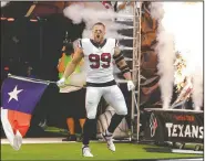  ?? AP/ERIC CHRISTIAN SMITH ?? Houston Texans defensive end J.J. Watt is introduced prior to an NFL football game Sunday in Houston.