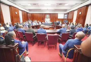  ?? ?? President Irfaan Ali addressing the St Lucia Parliament (Office of the President photo)