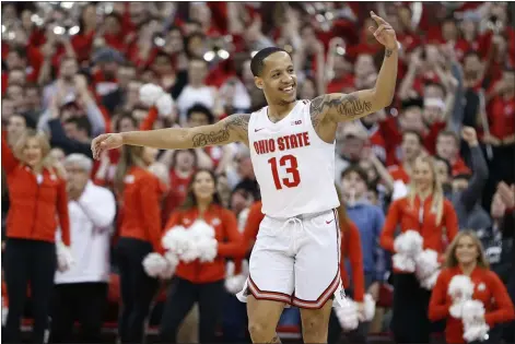  ?? JAY LAPRETE — THE ASSOCIATED PRESS ?? Ohio State’s C.J. Walker celebrates after the Buckeyes defeated Maryland on Feb. 2in Columbus.