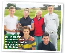  ??  ?? CLUB CLASS: Stenhouse and Toy, with trophy, led the way at St Mellion