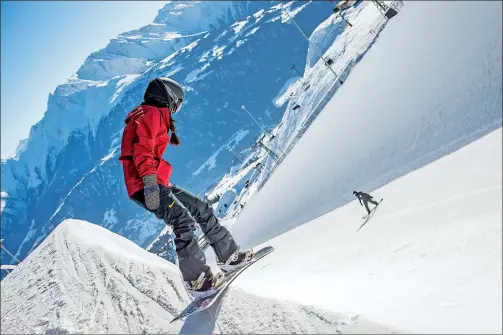  ?? PROVIDED TO CHINA DAILY ?? A member of the Chinese Halfpipe Team trains in the longest continuous halfpipe in the world, in Laax, Switzerlan­d.