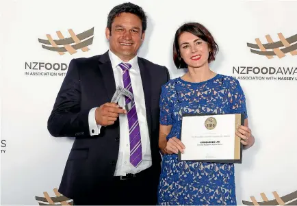  ??  ?? Kiwigarden founders Taine Randell and his wife Joanne Edwards won an NZ Food award for their crunchy coconut raspberry yoghurt drops.