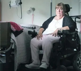  ?? JULIE OLIVER ?? Janet Timpson has cerebral palsy that has left her in a wheelchair since 2003. She needs help getting out of bed in the morning and into bed at night plus basic hygiene and health care support. But she has trouble getting that care when support workers...