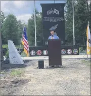  ?? RACHEL RAVINA — MEDIANEWS GROUP ?? Grand Master Bong Pil Yang, general secretary of the park committee, speaks on Saturday morning during the unveiling of the Korean War Memorial and AmericanKo­rean Alliance Peace Park in North Wales.