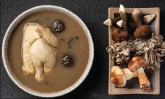  ??  ?? MATSUTAKE AND CHICKEN SOUP