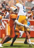  ?? TENNESSEE ATHLETICS/ANDREW FERGUSON ?? Tennessee fifth-year senior defensive back Theo Jackson already has 22 tackles and 4.5 tackles for loss through the first two games.