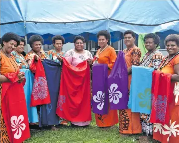  ?? Photo: Nacanieli Tuilevuka. ?? Women from Sasa with their screen printed sulu during the Macuata Women’s Handicraft Show at Katonivere Ground on October 19, 2018.