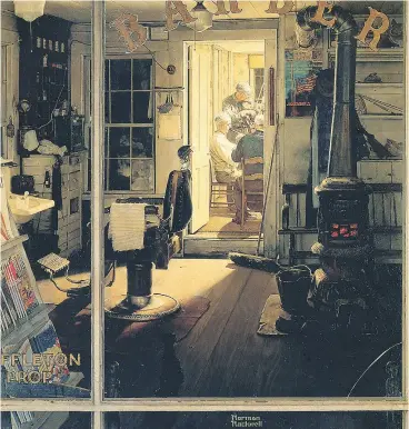  ??  ?? Shuffleton’s Barbershop is considered by Norman Rockwell’s surviving family to be among his finest works.