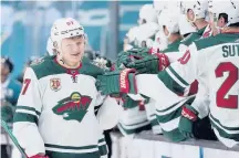  ?? TONY AVELAR/AP ?? If the Wild want to win their first playoff series since 2015, they will need big play from left winger Kirill Kaprizov, left, who is the top scoring rookie in the NHL.