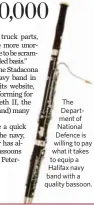  ??  ?? The Department of National Defence is willing to pay what it takes to equip a Halifax navy band with a quality bassoon.