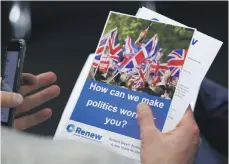  ?? PA ?? Renew Party literature promotes centrist politics in the hope of attracting those disenchant­ed with Britain’s traditiona­l parties