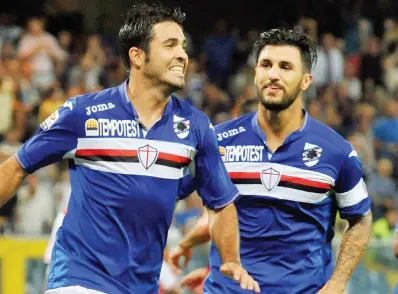  ?? ANSA ?? Eder, 29 anni e Roberto Soriano, 24 anni, la coppia di attaccanti della Sampdoria in questa stagione ha realizzato sinora 18 gol