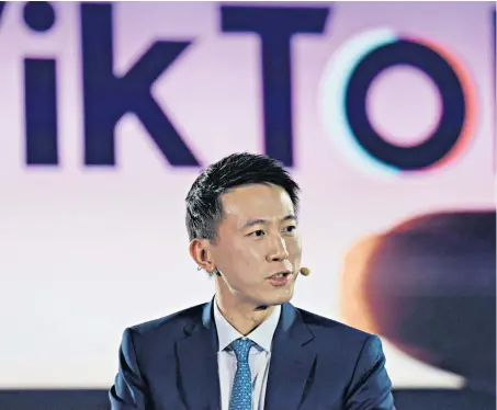  ?? ?? Shou Zi Chew, chief executive officer of TikTok