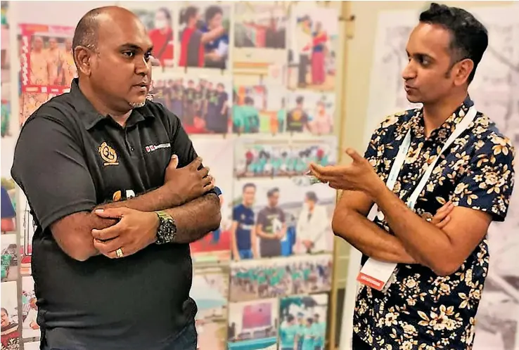  ?? ?? Waste Recyclers Fiji Limited group operations manager, Clint Wendt, (left) with director and chief executive officer, Amitesh Deo, during the Fiji Tourism Expo 2022, at Denarau, Nadi.