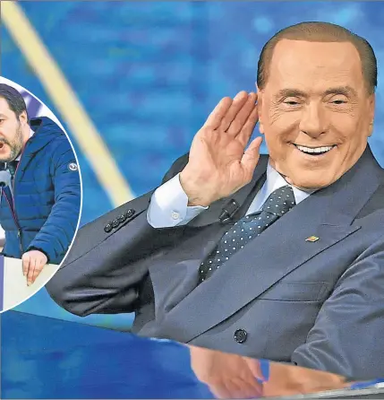  ??  ?? INOXIDABLE. El ex premier tiene un rol clave en la alianza entre su partido Forza Italia y la xenófoba Liga Norte, del candidato Matteo Salvini.