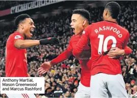  ??  ?? Anthony Martial, Mason Greenwood and Marcus Rashford