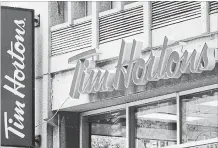  ?? THE CANADIAN PRESS FILE PHOTO ?? Restaurant Brands said comparable sales at its Canadian Tim Hortons locations grew 2.2 per cent for the quarter ended Dec. 31, 2018.