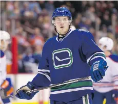  ?? RICH LAM/GETTY IMAGES ?? Vancouver’s Brock Boeser was back home in Minneapoli­s on Monday having his wrist re-evaluated. Boeser hurt the wrist two months ago and did not play in the final month of the season.