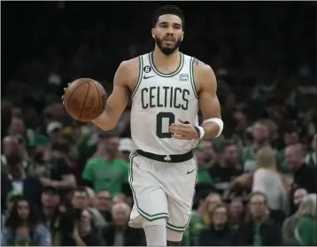  ?? CHARLES KRUPA — THE ASSOCIATED PRESS ?? Jayson Tatum and the Boston Celtics will try to avoid being swept tonight in Game 4of the Eastern Conference finals.