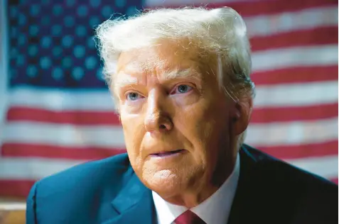  ?? ?? Former President Donald Trump speaks with supporters in June in Des Moines, Iowa. CHARLIE NEIBERGALL/AP