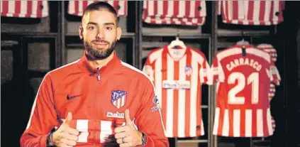  ?? FOTO: WEB ATM ?? Yannick Ferreira Carrasco ya es jugador del Atlético de Madrid tras firmar por cuatro temporadas con el equipo colchonero