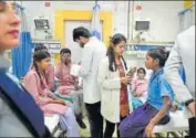  ?? SAUMYA KHANDELWAL/HT PHOTO ?? Students undergoing treatment at a hospital in New Delhi on Saturday.