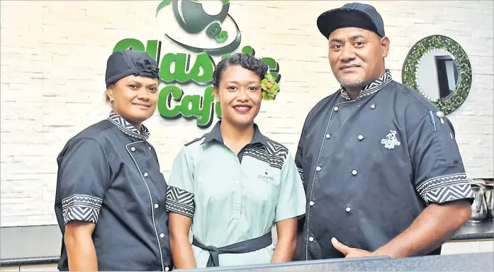  ?? Picture: REINAL CHAND ?? Pastry chef Napolean Shaw (right) with Veronica Beci (centre) and Vaciseva Taletawa works at the Classic Café in Nasoki St, Lautoka.