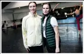  ?? ?? Smirnova (left) and Anastasia Gurskaya, a top ballerina in Kyiv’s Opera who fled the fighting in Ukraine, stand together Monday in Naples.